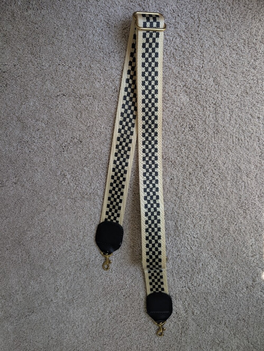 Clare V Adjustable Crossbody Strap Black Checker - Picture 3 of 6